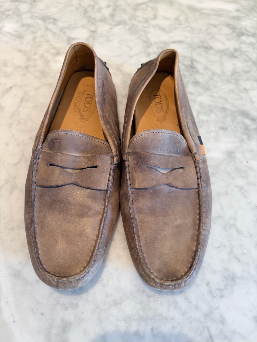 Tod's Taupe Suede Penny Loafers for Men